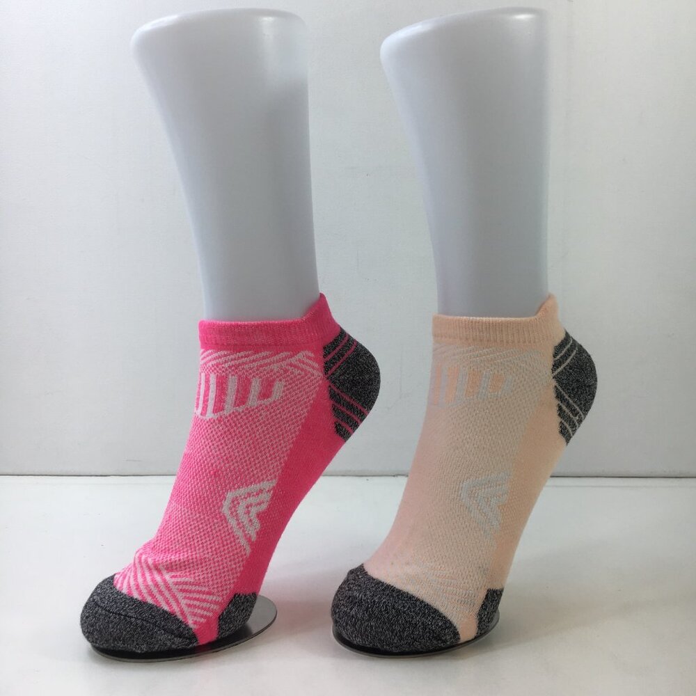Womens Ankle Socks Set 2 Diamond Pattern Pink Peach Orange Charcoal Gray White